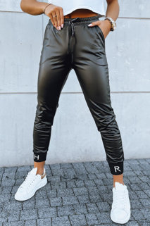 Spodnie damskie skórzane joggery TERRACE czarne Dstreet UY1695