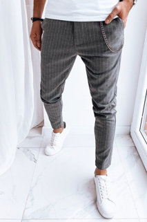 Spodnie męskie casual w paski białe Dstreet UX4003