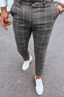 Spodnie męskie chinosy w kratę ciemnoszare Dstreet UX3954