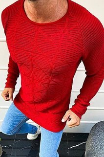 Sweter męski wkładany przez głowę czerwony WX1599