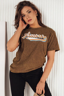 T-shirt damski AMOURETTE brązowy Dstreet RY2395